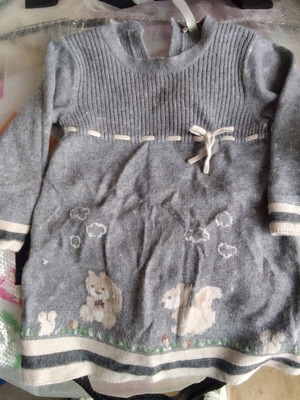 Children's gray wool dress like new, 12 months, 82 cm