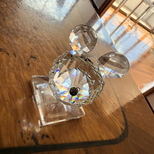 Vintage Swarovski Silver Crystal Mouse on Base by Max Schreck