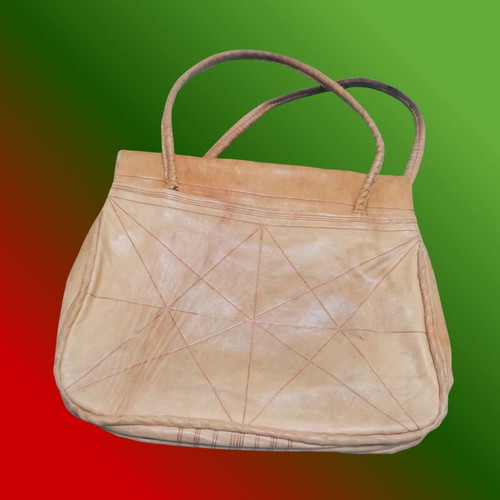Leather Bag Used Vintage 70s Handmade Moroccan Ethnic
