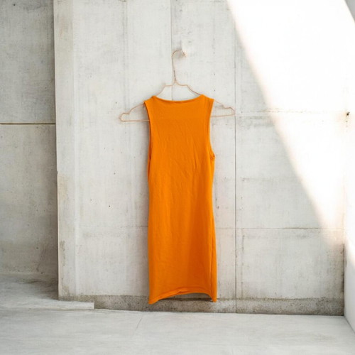 Zara mini sleeveless ribbed dress, orange