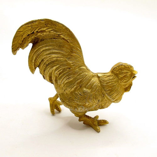 Vintage brass rooster figurines set of 2, India 1970s, like new