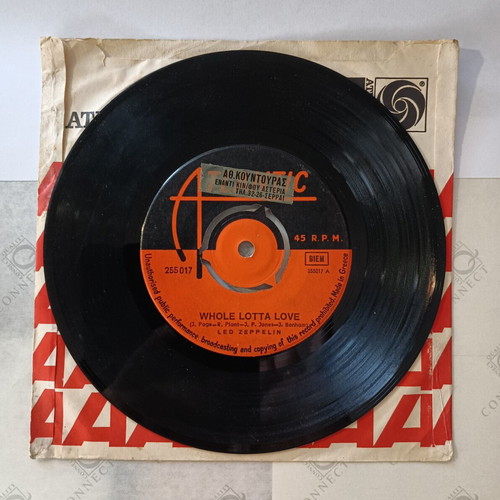 Led Zeppelin Whole Lotta Love 7" single used, Greek pressing