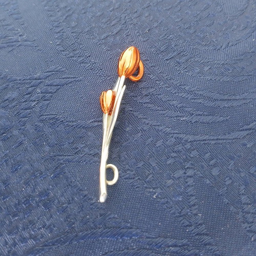 Queen of Tulips pendant new, 925 silver with ceramic paint