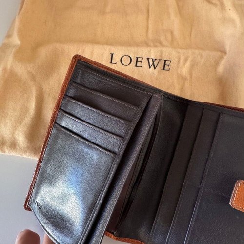 Loewe Leather Wallet used brown with Anagram logo