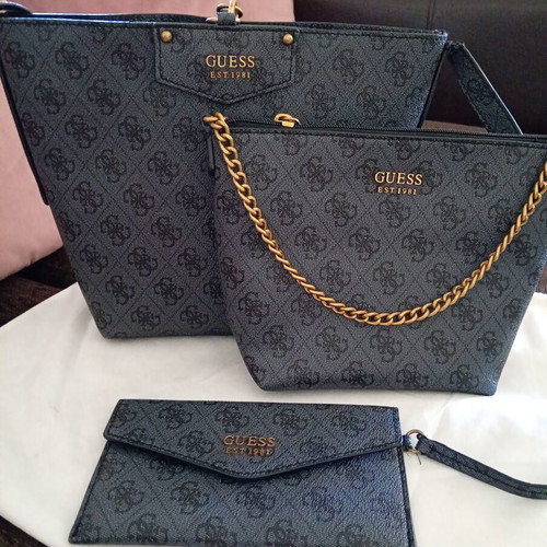 Guess shoulder bag set, black and grey