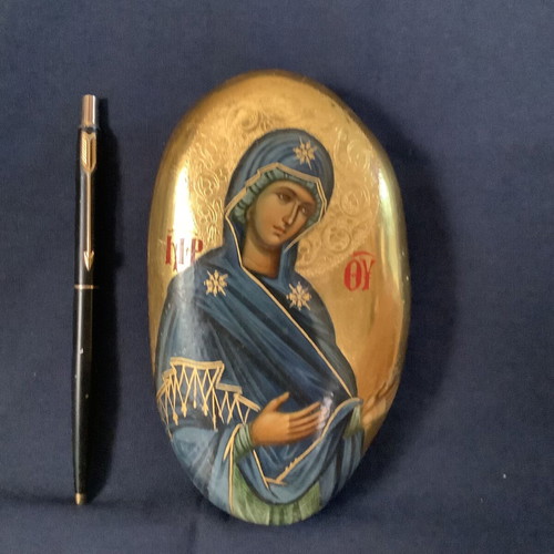 Panagia Deomeni Byzantine icon on stone like new