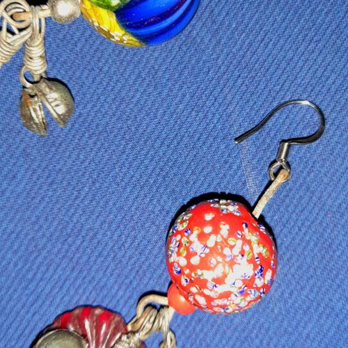 Handmade very old earrings with Murano beads and hypoallergenic steel hook
