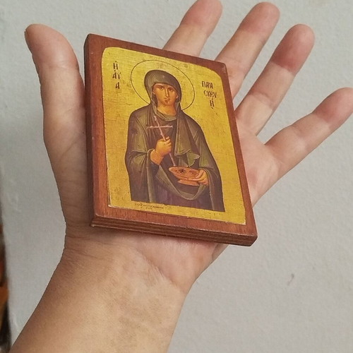 Small wooden icon of Saint Paraskevi used
