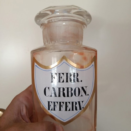 Old pharmacy bottle used with handmade label
