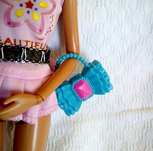 Γαλάζια τσάντα, με ροζ λεπτομέρεια, για Barbie, Sindy, Steffi κ.λπ.