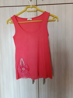 Just Top coral blouse with lace and strass S like new