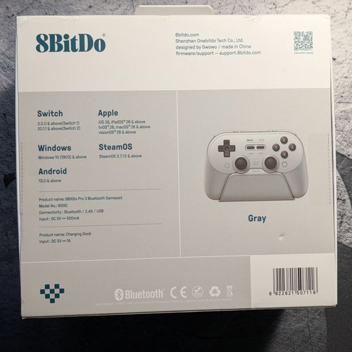8Bitdo Pro 3 Bluetooth wireless gamepad, grey, for Android PC Switch iOS
