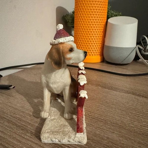 Christmas dog figurine with XMAS decoration
