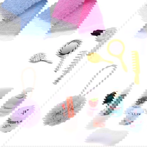 Αξεσουάρ μπάνιου για κούκλες, καινούργια σετ 15 τεμαχίων