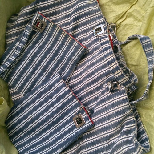striped fabric bag