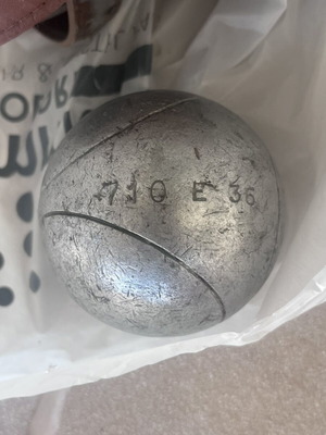 Bocce balls used, two sets of three