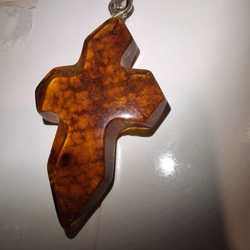 Cross pendant made of natural Baltic amber new