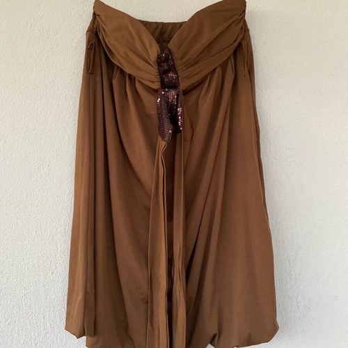 Brown strapless dress with rhinestones like new