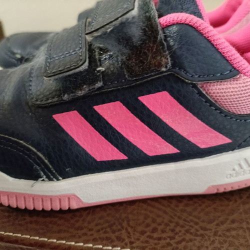 Adidas athletic shoes used, size 27, blue and pink