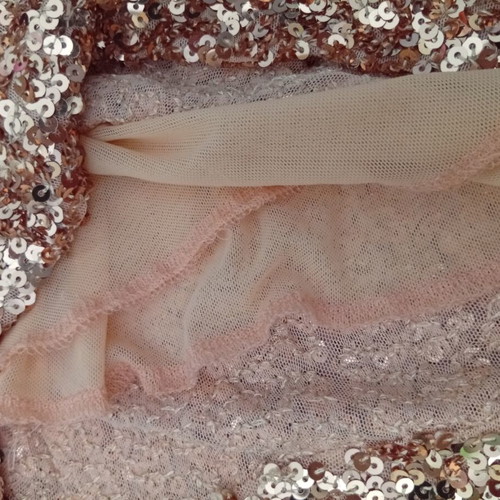 Embroidered Mini Dress with Gold Sequins, New, Size M-L