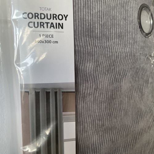 JYSK TOTAK Corduroy Curtain new, 140x300 cm, gray