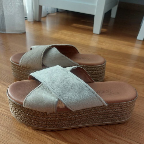 Flatforms leather size 37 like new beige and brown