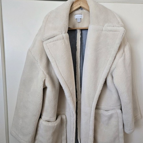 Topshop oversized coat with faux fur look like new, beige