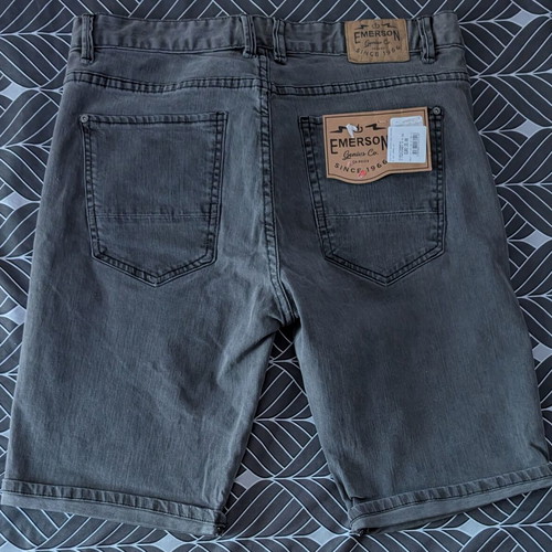 Emerson men's light grey denim bermuda shorts new size 33