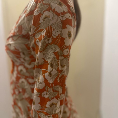 Cotton dress used with stones on bust in coral shades
