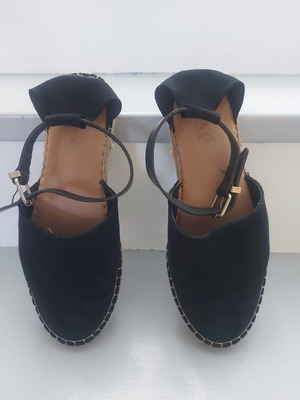 Exe leather espadrilles like new, black, size 37