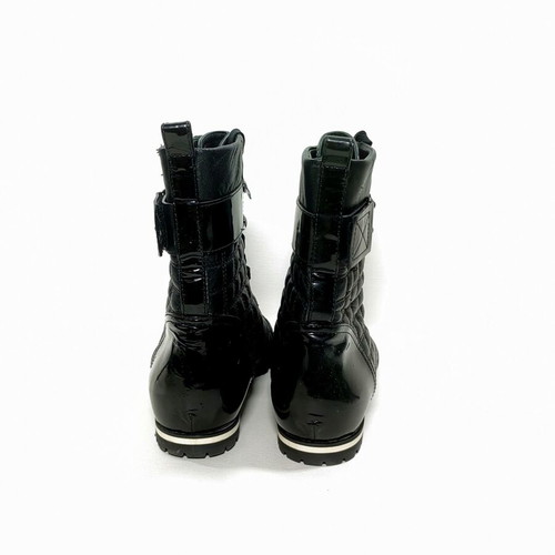 Ballin Italy quilted leather high-top boots, black patent buckle