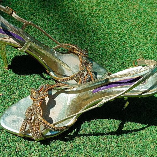 Albano gold leather sandals with crystals, size 37