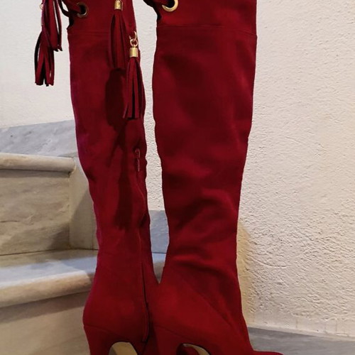 Makis Fardoulis tall boots new, wine red size 36