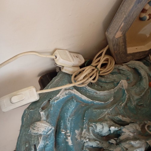 Handmade ship with plaster base and lights used