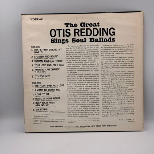 The Great Otis Redding Sings Soul Ballads LP