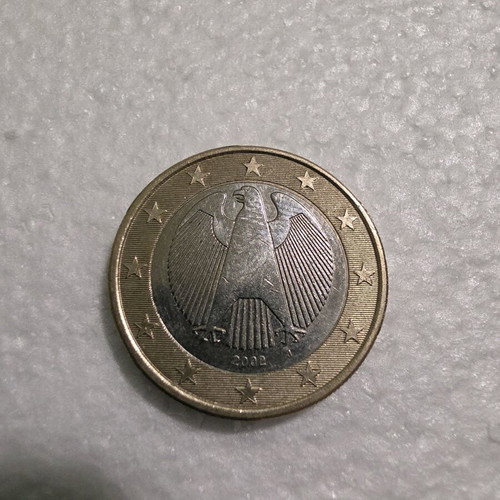 1 euro coin Germany 2002 used with minting error