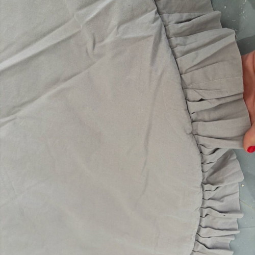 Activity mat used gray with hypoallergenic Oeko Tex fabric handmade 100 cm diameter with ruffle
