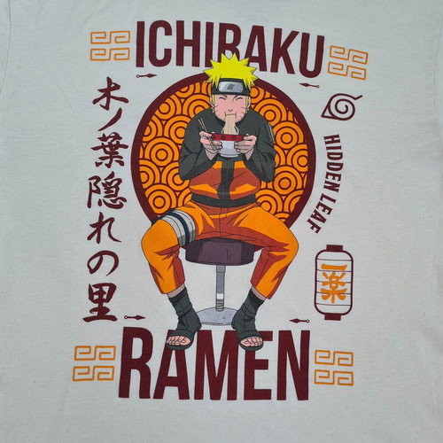 Naruto Ichiraku Ramen men's anime manga t-shirt size L like new, beige