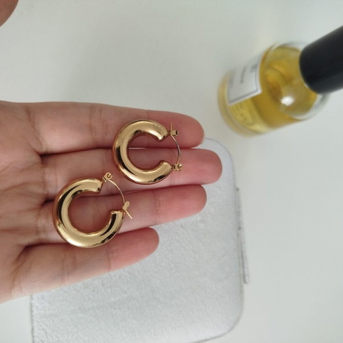 Chunky hoops earrings new, stainless steel, gold tone