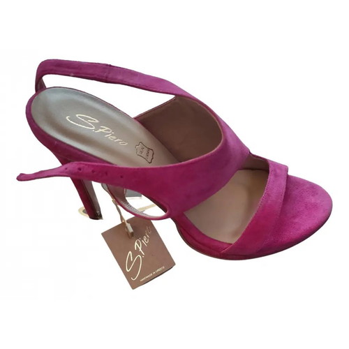 S.Piero pink suede sandals new with tag, 10cm heel size 39