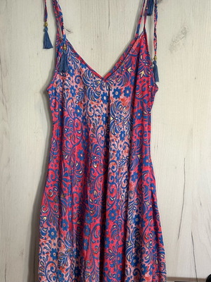 Long colorful dress new, with golden details, one size
