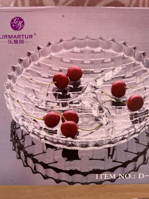 Glass tray with dividers for various serving items new