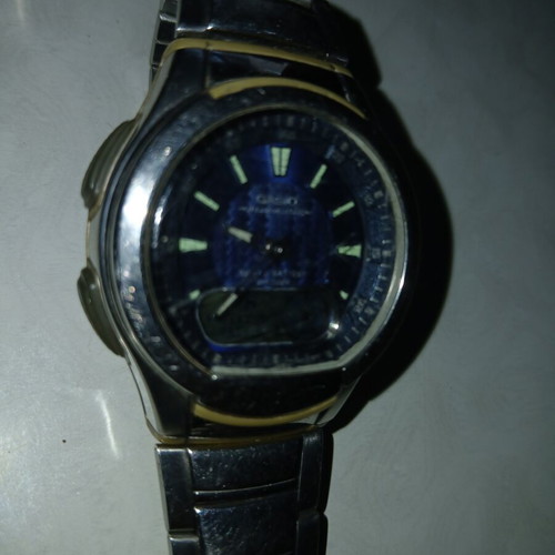 Casio Illuminator wristwatch used, blue and silver, solar battery
