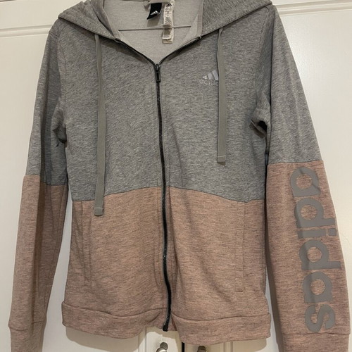 Adidas two-tone sports jacket, grey and pink, size S