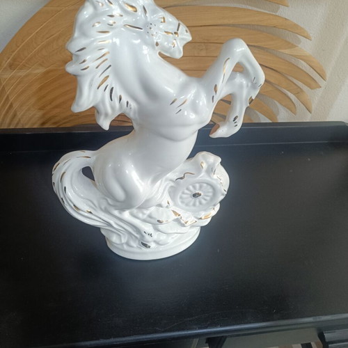 Vintage porcelain horse figurine used, decorative 37×25 cm