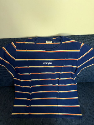 Wrangler striped T shirt XL like new, black and blue
