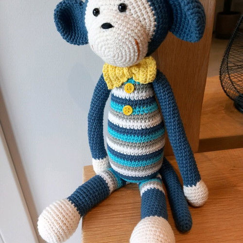 Handmade crocheted monkey new, 36 cm, cotton yarn