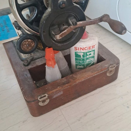 Pavlin and Singer Hand Sewing Machine used with cabinet