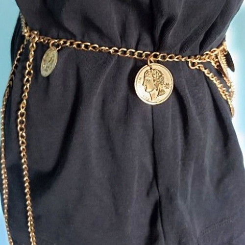 Two metal decorative belts, silver and rose gold styles