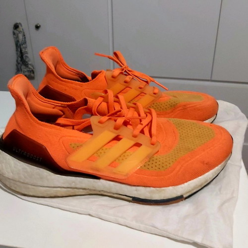 Adidas Superboost athletic shoes used, orange, size 43